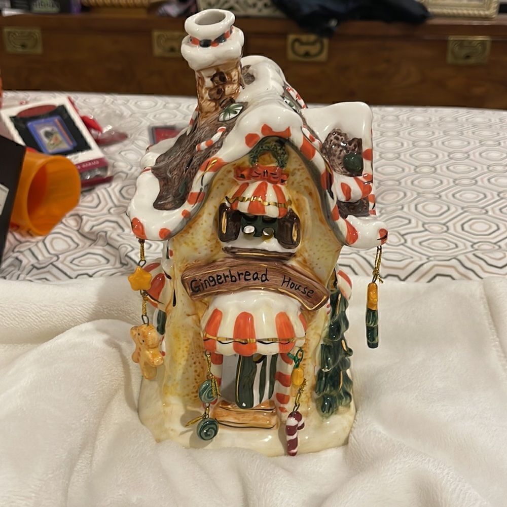 Vintage Gingerbread House hanging charms tea light cottage